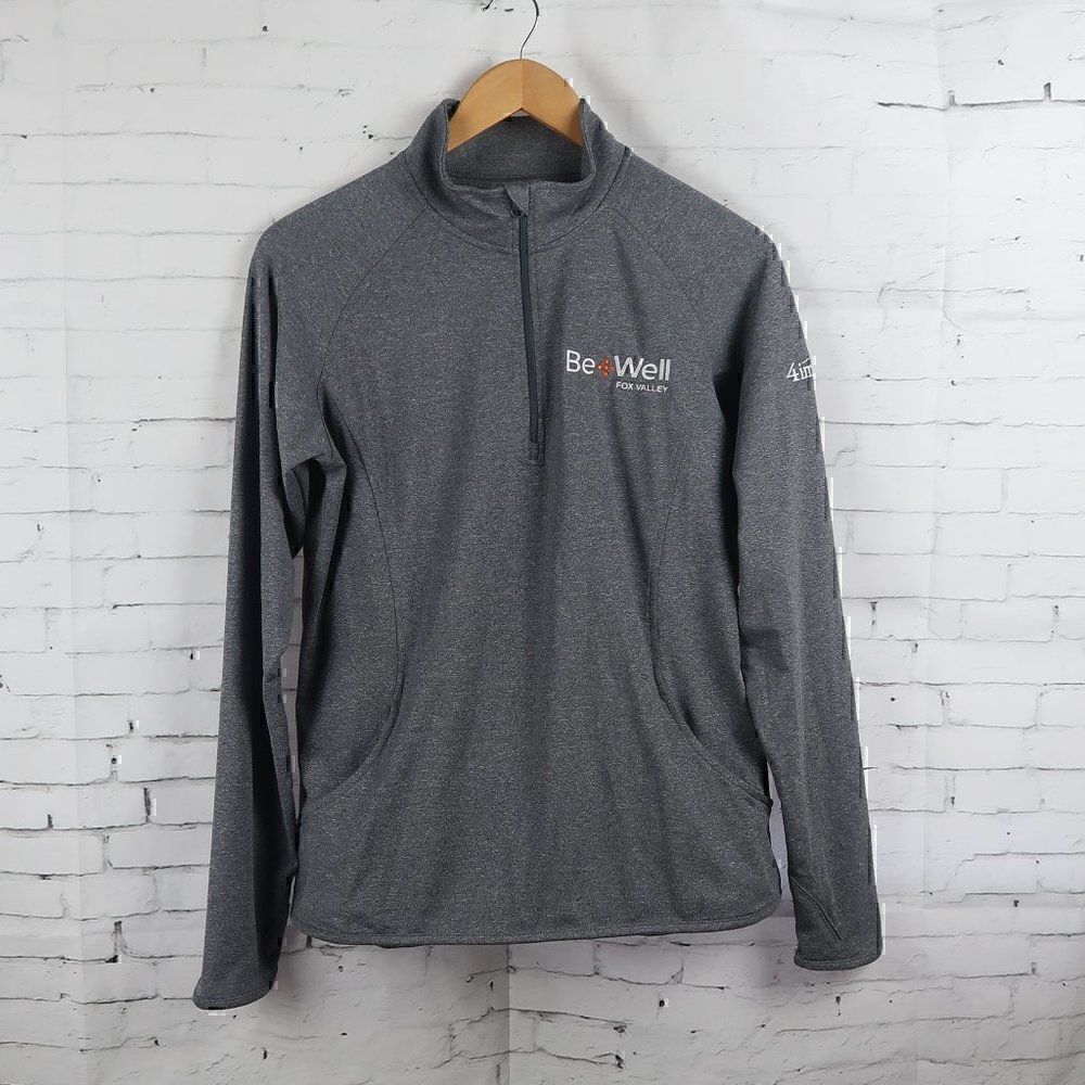 SPORT-TEK GREY LONG SLEEVE 1/4 ZIP PULL OVER PERFORMANCE TOP WITH THUMB HOLES